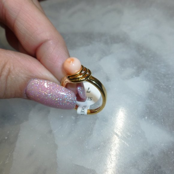 18k Yellow gold electroplated Coral Designer Dolphin Ore Ring - Picture 7 of 14